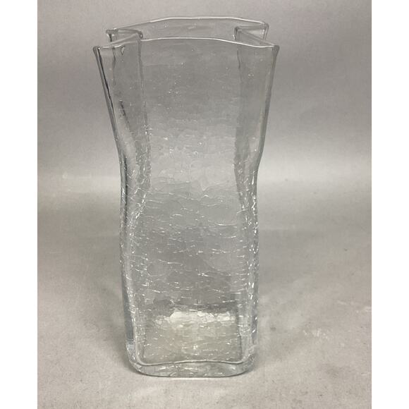 Hand Blown Crackled Glass Vase - 8.75”H - Picture 1 of 9